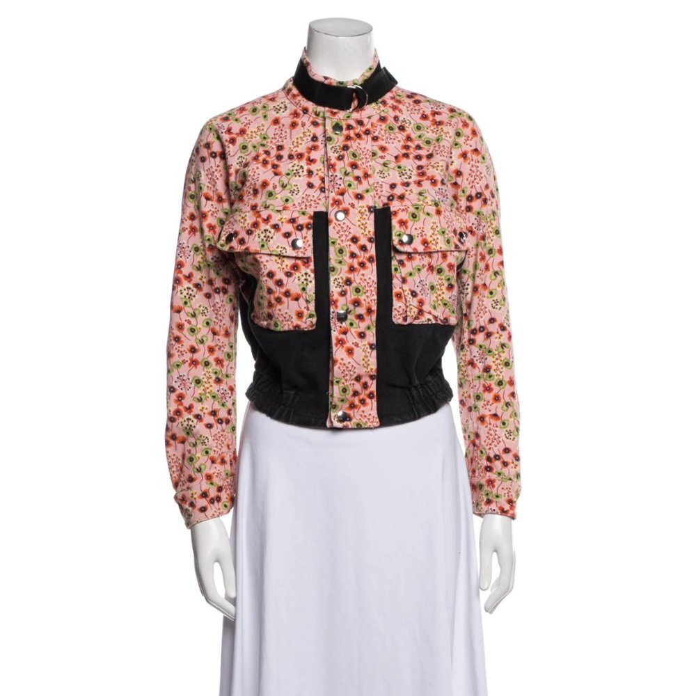 ATLEIN Cropped Aviator Jacket Pink Floral Designer Womens FR 38 US 6 Med - Picture 4 of 7